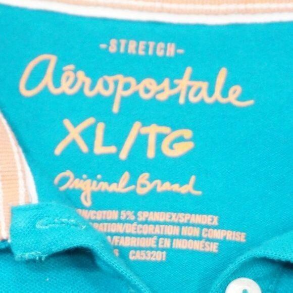 Aeropostale Teal Short Sleeve ButtonDown Top, XL - Picture 3 of 6
